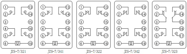 静态可调延时中间继电器jzs-7/349b接线图_产品型号