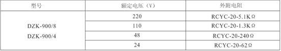 电压线圈串外附电阻对照表&#10;