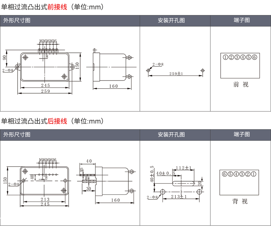 JL-8C/32-3凸出式固定安装结构外形尺寸