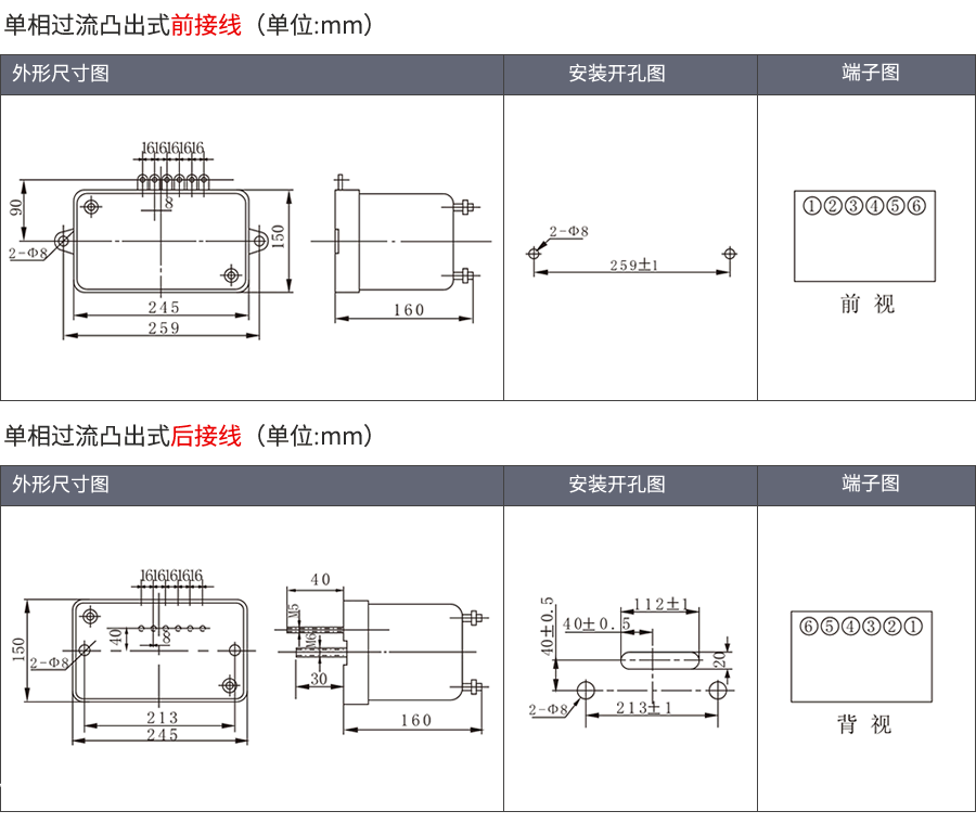 JL-8C/21-3凸出式固定安装结构外形尺寸