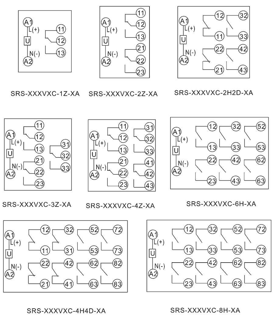 SRS-220VDC-4H4D-16A内部接线图