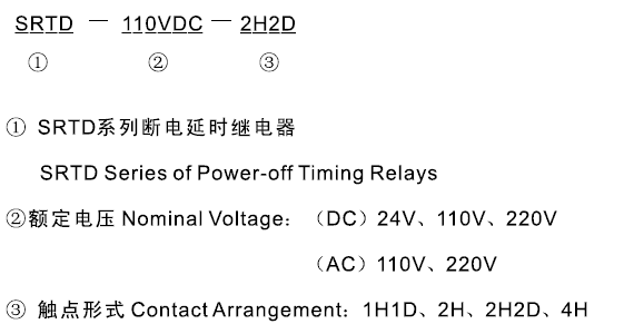 SRTD-110VAC-4H型号及其含义