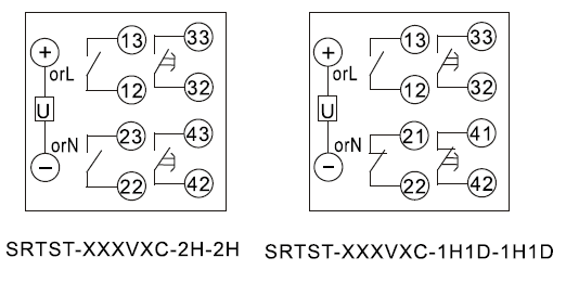 SRTST-24VDC-2H-2H-D内部接线图