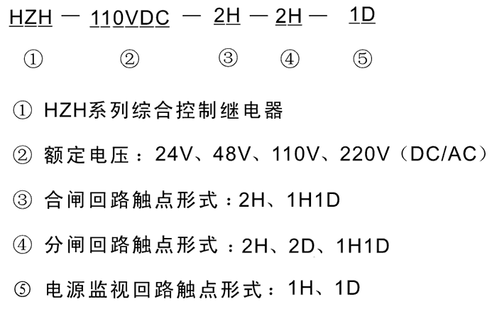 HZH-48VAC-2H-2H-1H型号及其含义